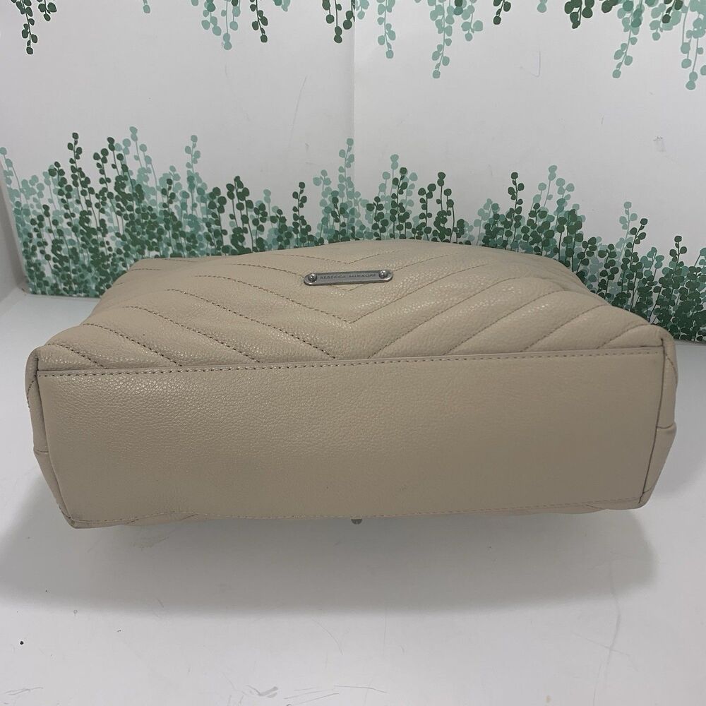 Rebecca Minkoff Quilted Leather Cream Neutral  Flap Shoulder Crossbody Purse - Picture 10 of 16